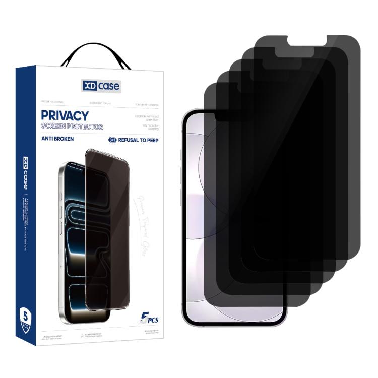 XDcase 5 PCS/Pack Anti-Peep High Alumina Tempered Glass Screen Protector, For iPhone Duo Outer Screen, For iPhone 18 Pro / 17 Pro, For iPhone 18 Pro Max / 17 Pro Max, For iPhone 17e/16e/14/13/13 Pro, For iPhone 17 / 16 Pro, For iPhone Air              ...