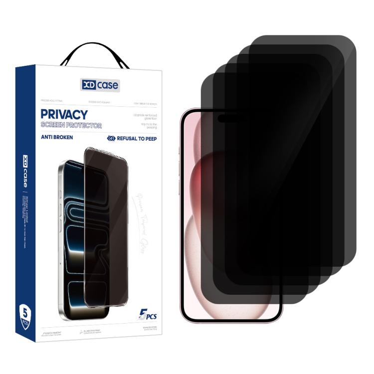 XDcase 5 PCS/Pack Anti-Peep High Alumina Tempered Glass Screen Protector, For iPhone Duo Outer Screen, For iPhone 18 Pro / 17 Pro, For iPhone 18 Pro Max / 17 Pro Max, For iPhone 17e/16e/14/13/13 Pro, For iPhone 17 / 16 Pro, For iPhone Air              ...