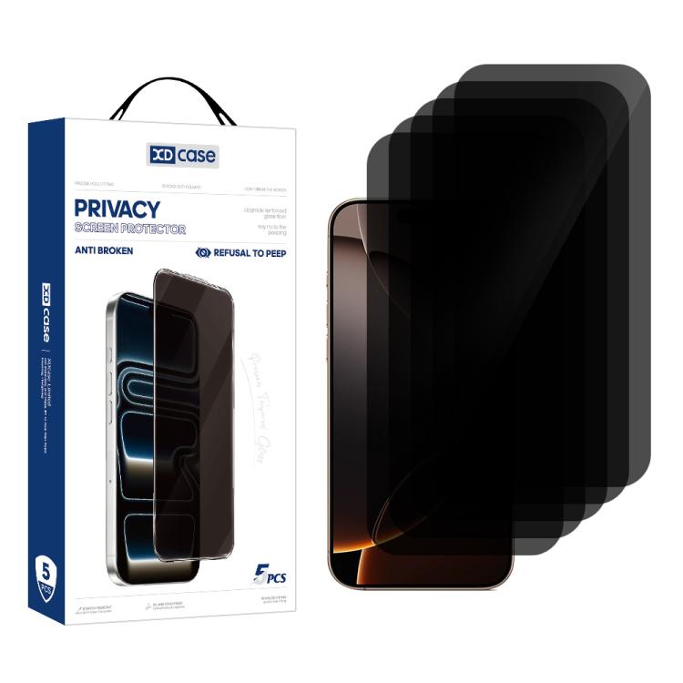 XDcase 5 PCS/Pack Anti-Peep High Alumina Tempered Glass Screen Protector, For iPhone Duo Outer Screen, For iPhone 18 Pro / 17 Pro, For iPhone 18 Pro Max / 17 Pro Max, For iPhone 17e/16e/14/13/13 Pro, For iPhone 17 / 16 Pro, For iPhone Air              ...