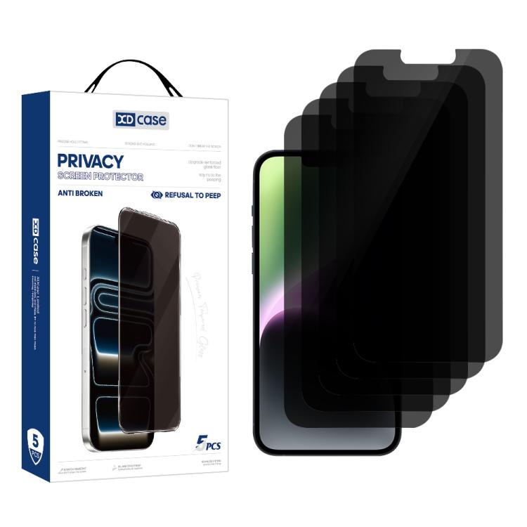 XDcase 5 PCS/Pack Anti-Peep High Alumina Tempered Glass Screen Protector, For iPhone Duo Outer Screen, For iPhone 18 Pro / 17 Pro, For iPhone 18 Pro Max / 17 Pro Max, For iPhone 17e/16e/14/13/13 Pro, For iPhone 17 / 16 Pro, For iPhone Air              ...