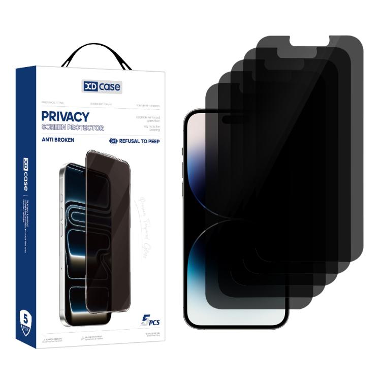 XDcase 5 PCS/Pack Anti-Peep High Alumina Tempered Glass Screen Protector, For iPhone Duo Outer Screen, For iPhone 18 Pro / 17 Pro, For iPhone 18 Pro Max / 17 Pro Max, For iPhone 17e/16e/14/13/13 Pro, For iPhone 17 / 16 Pro, For iPhone Air              ...